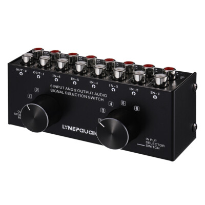 6 Way Composite L/R RCA Audio Switcher Box Selector Splitter Hub Distribution