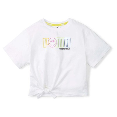 Футболка Puma Tee X Smiley World Girls Белые повседневные топы 846976-02