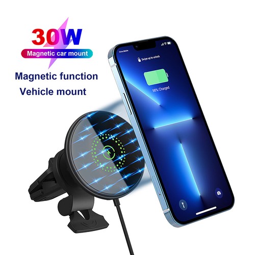 30W Wireless Car Charger Phone Mount Bracket For Apple iPhone 15 Pro Max 14 Pro