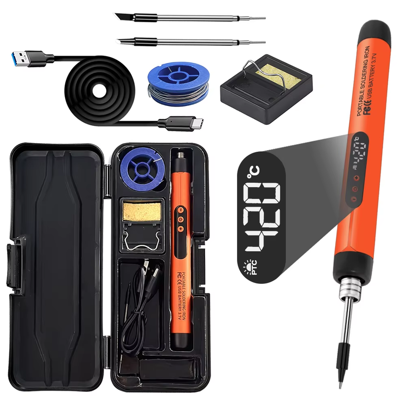 Saldatore Elettrico a Batteria 800mAh Kit Temperatura Regolabile Tipo C USB