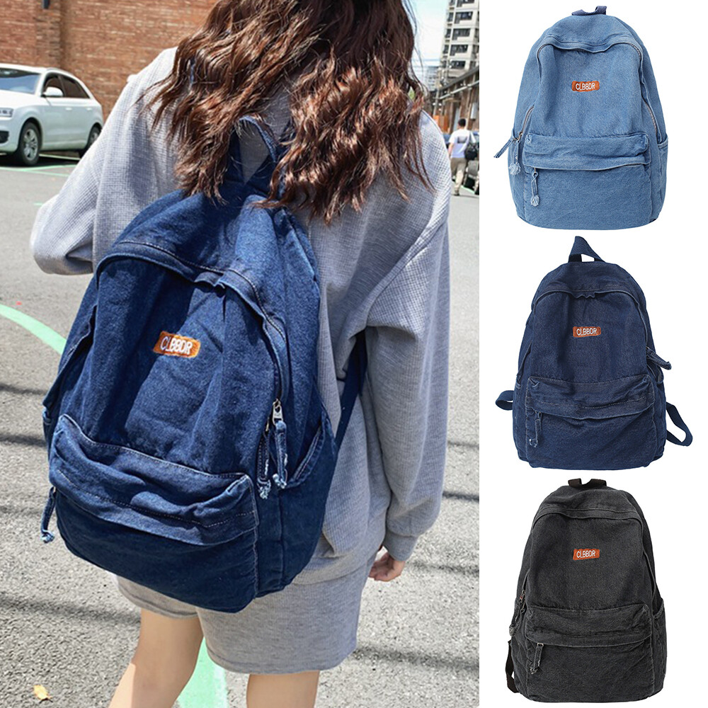 Womens Denim Backpack Casual Shoulder Bags Large Capacity