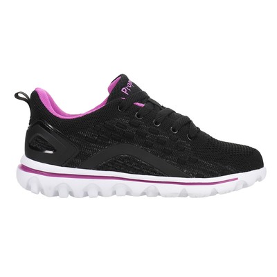 Propet Travelactiv Axial Walking  Womens Black, Purple Athletic Shoes WAT092MBPU