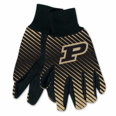 PURDUE BOILERMAKERS STRIPED UTILITY GRIPPER DOTS GLOVES NEW WINCRAFT  