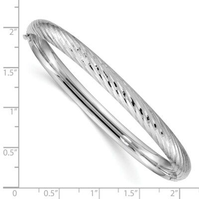 Pre-owned Skyjewelers Real 14kt White Gold 4/16 Textured Hinged Bangle; 7.5 Inch