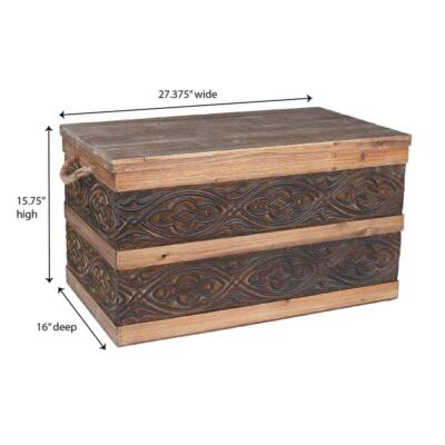 HOUSEHOLD ESSENTIALS Decorative Trunk 15.75''H x 27.375''W in Brown and Blond