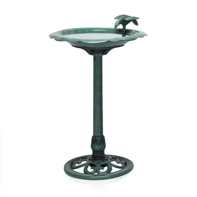 Alpine Corporation Outdoor Birdbath Antique Flower Pedestal Yard Garden