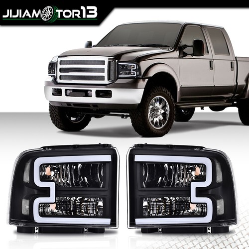LED DRL Headlights w/ Harness Fit For 05-07 Ford F250 F350 F450 F550 Super Duty