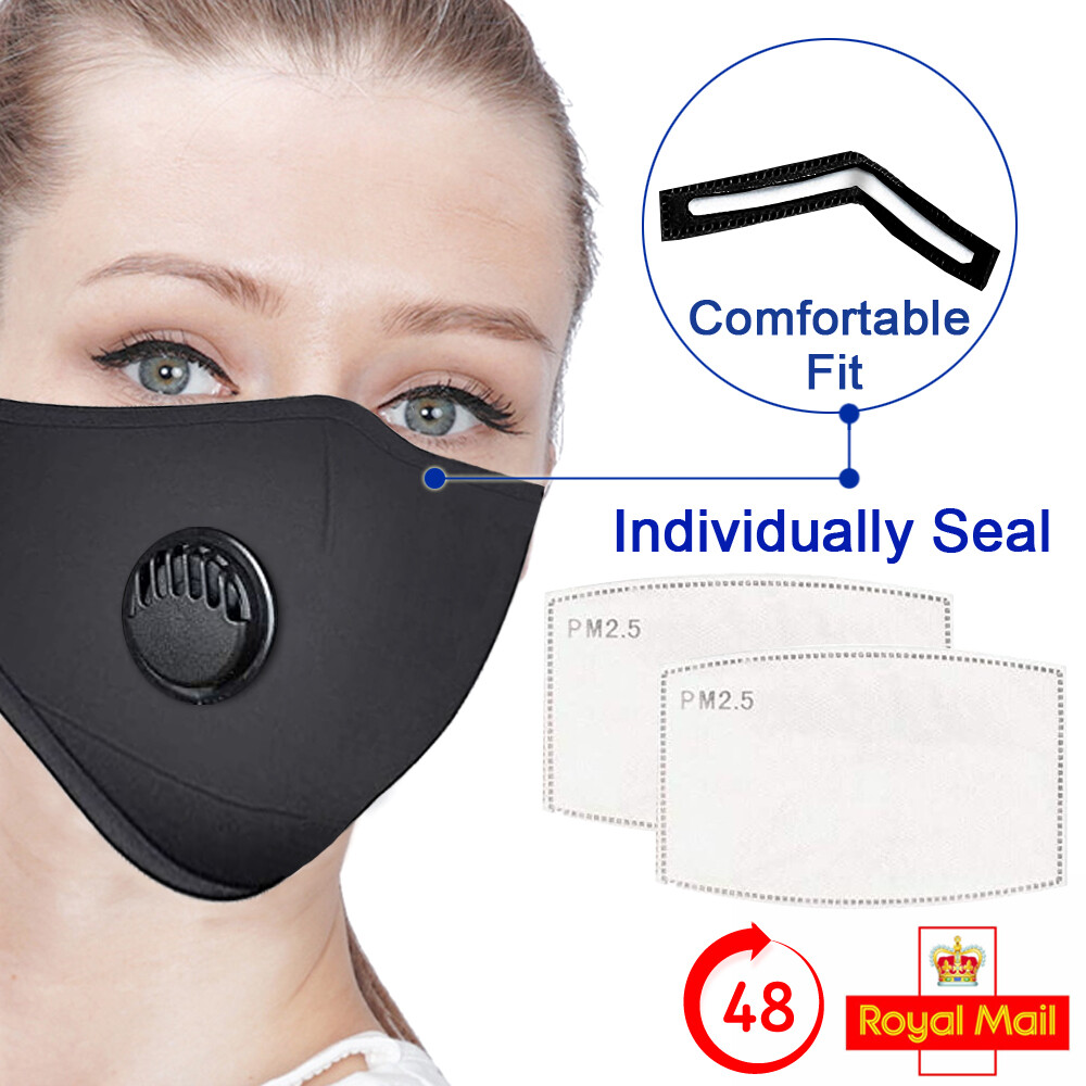 Pure Cotton Face Mask 5 Layer PM2.5 Filter Air Valve