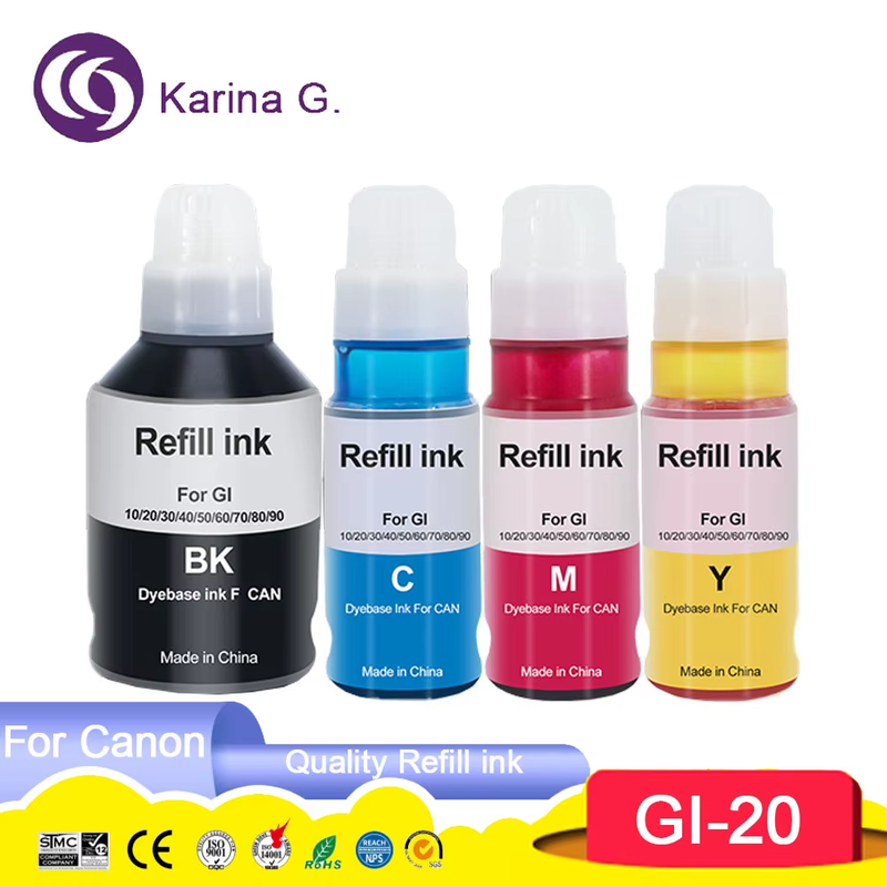 GI-20 GI20 GI 20 Premium Color Compatible Bulk Bottle Water Based Refill Tintas