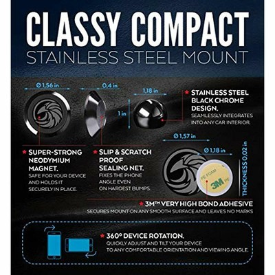 MOA Vehicle Mounts ELEGANT Universal Magnetic Car - For Any Phone, GPS Light 