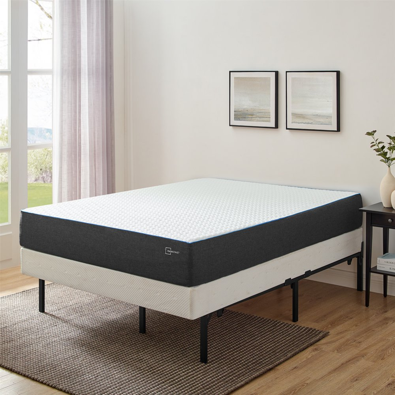 Queen King Full Twin 12 in. Adjustable Metal Bed Frame Mattress Box Spring Black
