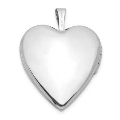 Pre-owned Skyjewelers Real 14kt 20mm White Gold Plain Polished Heart Locket