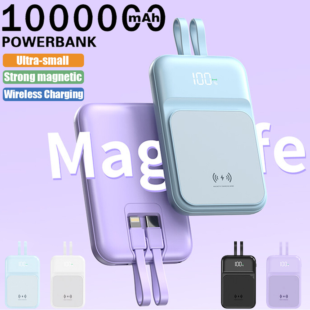 1000000mAh Magnetic Wireless Power Bank Portable Mag Safe Fast Charger Charging
