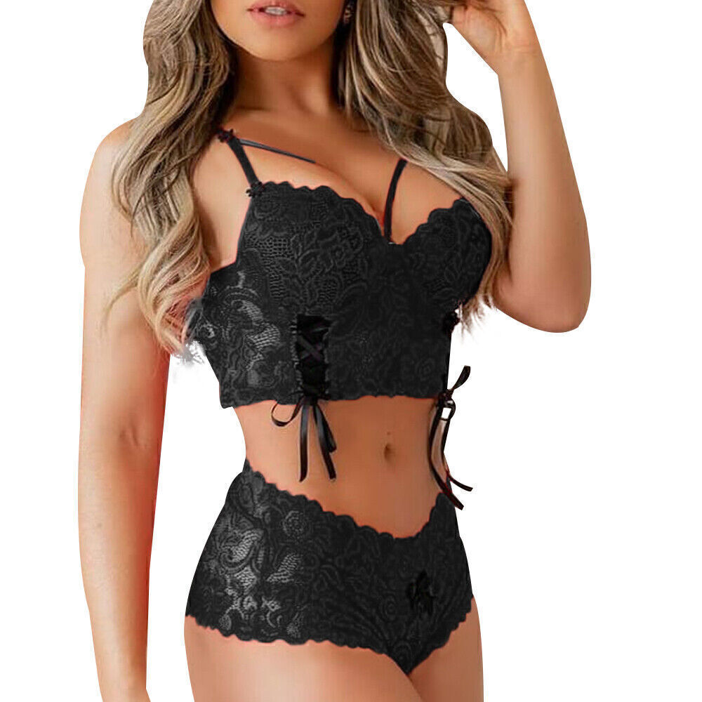 Women Sexy Lingerie Bra Thong Underwear Set Babydoll Bodysuit Nightwear Suits US