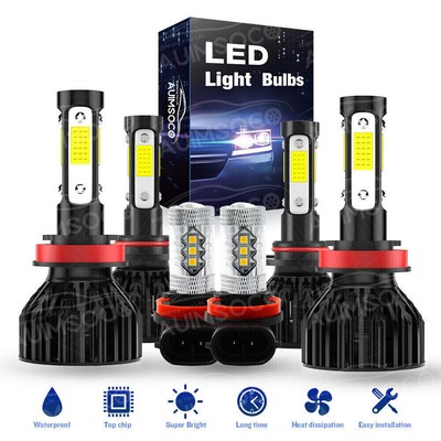 4sides LED Headlight Hi-Low Beam Fog Light Bulbs For Nissan Maxima 2009-2015 6x