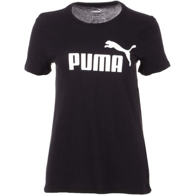 

Puma Ess Logo Футболка с круглым вырезом и короткими рукавами Женские повседневные топы размера  58931771, Черный
