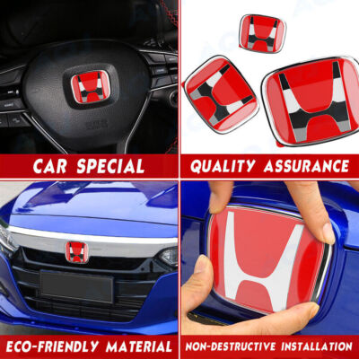 FOR CIVIC SEDAN 2022 APEXI SET OF 3 FRONT+REAR+STEERING EMBLE-M BADGE LOGO