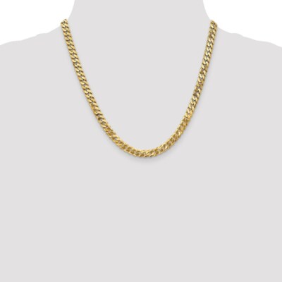 Pre-owned Skyjewelers Real 10kt Yellow Gold 6.25mm Flat Beveled Curb Chain; 20 Inch; Lobster Clasp
