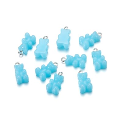 10pcs/lot Cartoon Gummy Resin Mini Bear Charm For DIY Jewelry Making Earrings