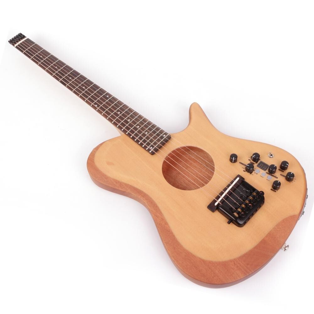 Headless electric acoustic guitar silent travel portable
