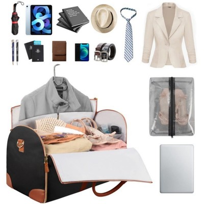 2 in 1 Hanging Suitcase Suit Weekender Bag Convertible Carry on Garment Bag US