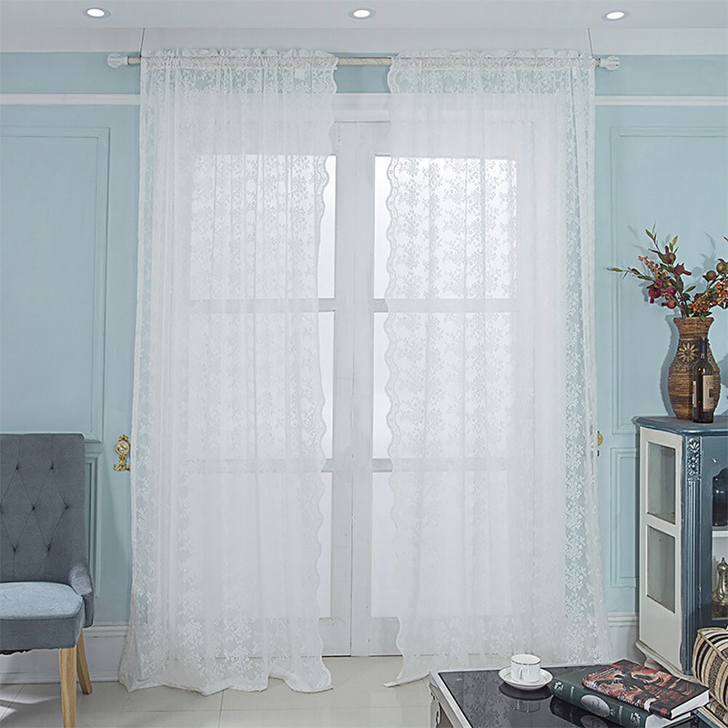 Vintage Lace Curtains Floral Window Drapes Balcony Living Room
