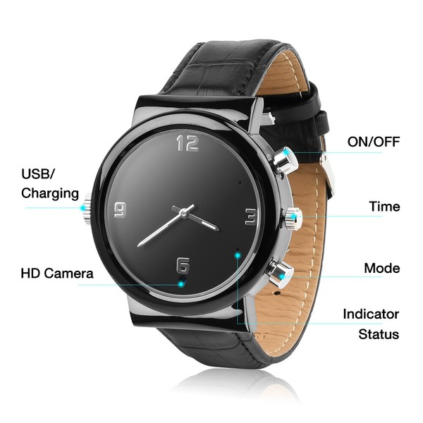 Smartwatch with camera and USB charging feature.