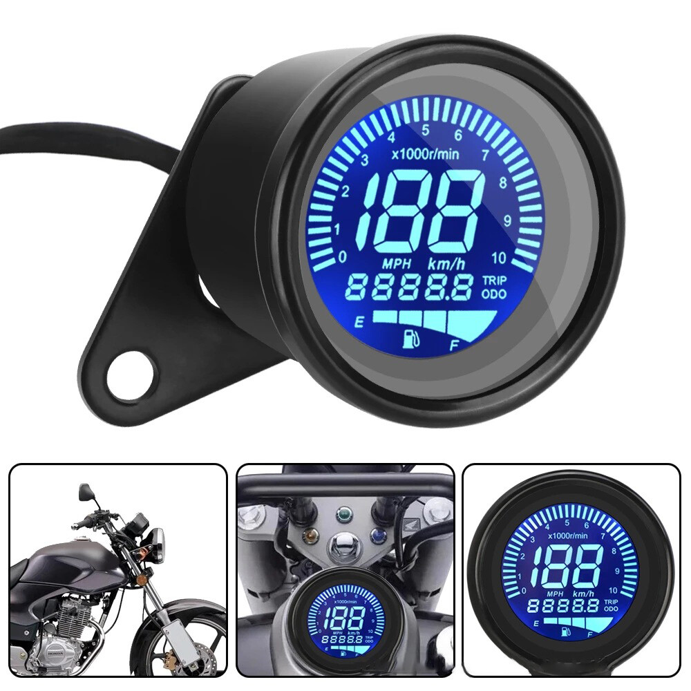 Digital LED LCD Odometer Meter Tachometer Motorcycle  Speedometer Fuel Gauge
