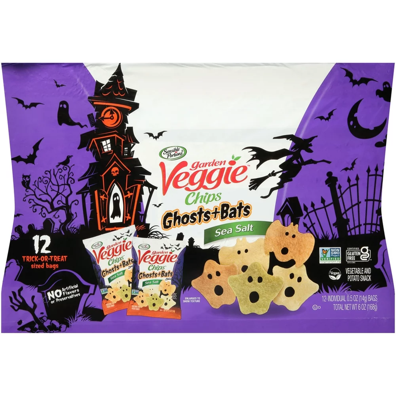 Sensible Portions Ghosts Bats Sea Salt Garden Veggie Snack C