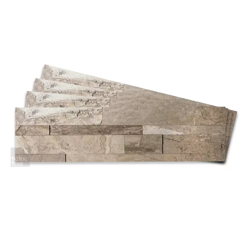 Peel Stick Stone Veneer Tiles Real Stone Backsplash Wall Tile Brown 24x6 4 Pack