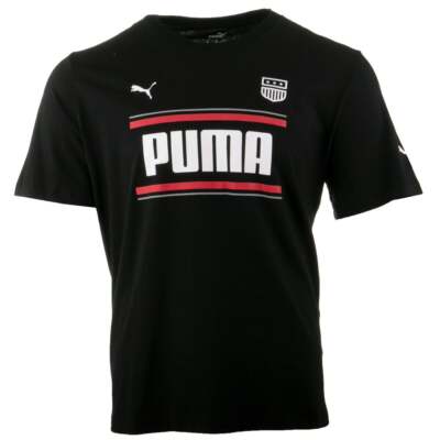 

Puma New Badge Graphic Crew Neck Футболка с коротким рукавом Мужские черные повседневные топы 847, Черный, Puma New Badge Graphic Crew Neck Short Sleeve T-Shirt