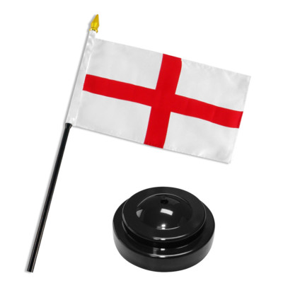 St. St George George's Cross England 4''x6'' Flag Desk Set Table Stick Black Base