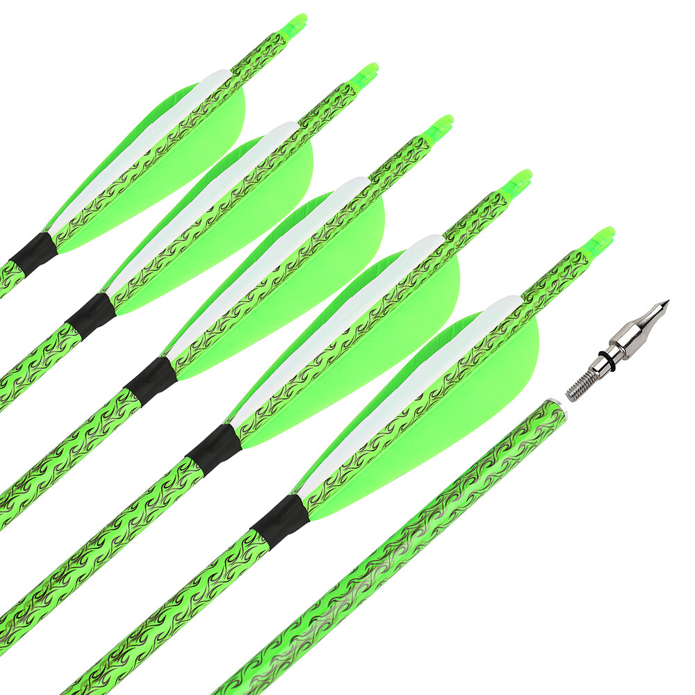 30" Carbon Arrows Archery SP500 4" Feather Compoundbow Recurve Bow Tips Hunting