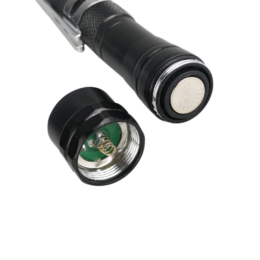 Black 3-LED Torch Telescopic Zoomable Flex Magnetic Lamp Flashlight