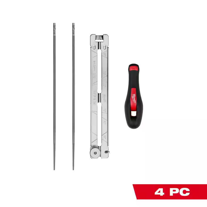 Milwaukee Chainsaw Sharpening Kit 5/32 Inch Round File Saw Chain Sharpener Set