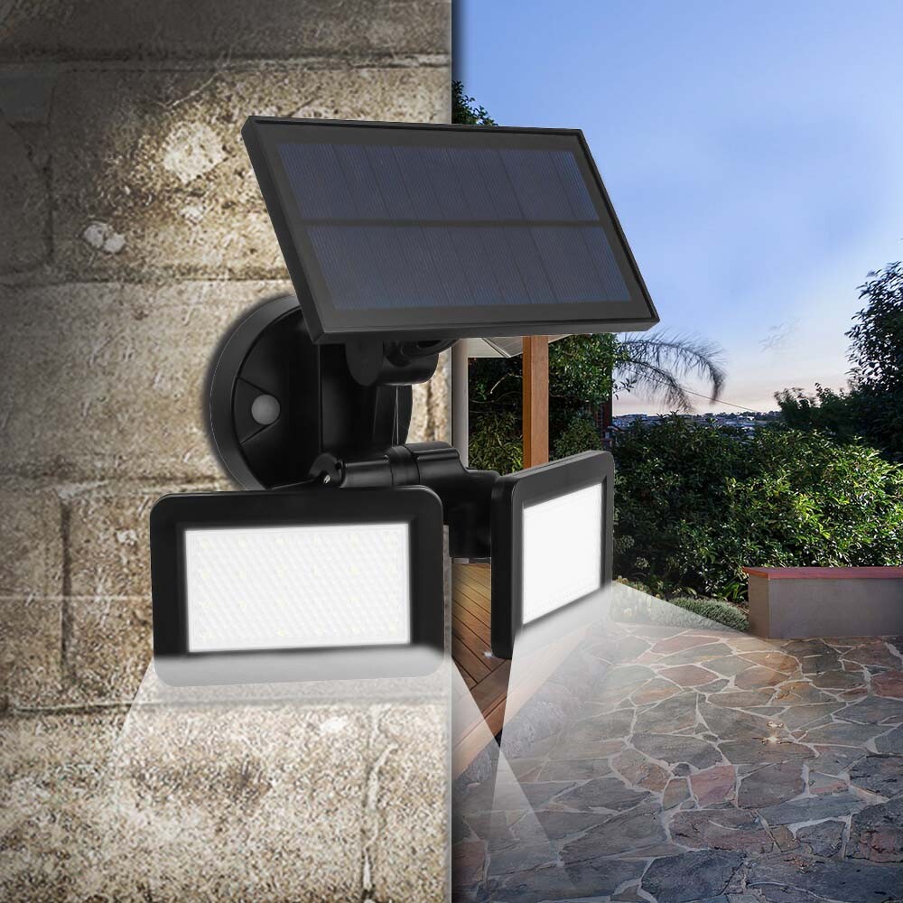 Dual Head 48 LED 450Lm Solar Wall Light Outdoor LED PIR Motion Sensor Security