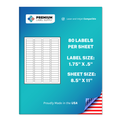 40,000 1.75" x .5" Self Adhesive Return Address Labels 80 per sheet * 80 up *