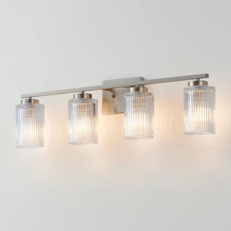 Bathroom Vanity Light Fixture Black Brushed Nickel Clear Glass E26 Wall Sconce