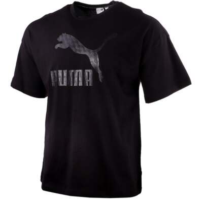

Женские черные повседневные топы Puma Luxe Pack Crew Neck с коротким рукавом 597881-01, Черный