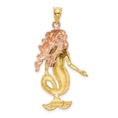 Pre-owned Superdealsforeverything Real 14kt Two-tone Mermaid Charm