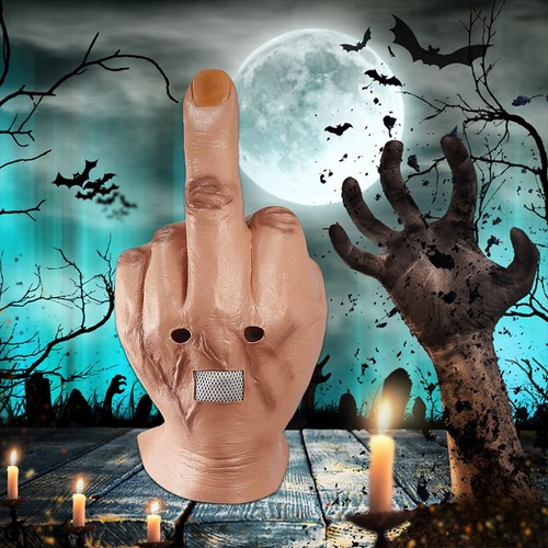 Applysu Mittelfinger Maske Aus Latex – Realistische Vollkopfmaske Für Halloween & Cosplay | Größe 30x30x45,7 Cm