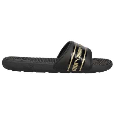 Puma 38589102 Womens Cool Cat Stripe Repeat Slides Sandals Casual Casual - Black -