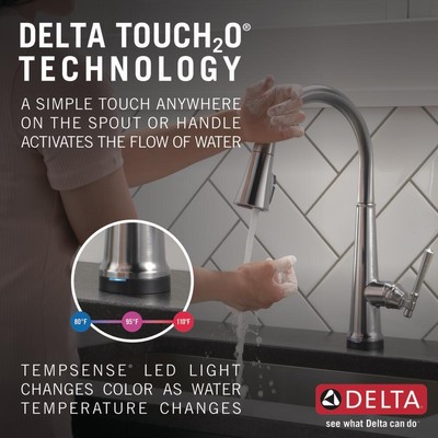 Delta Emmeline Pull-Down KitchenTouchFaucet ArcticStainless-CertifiedRefurbished