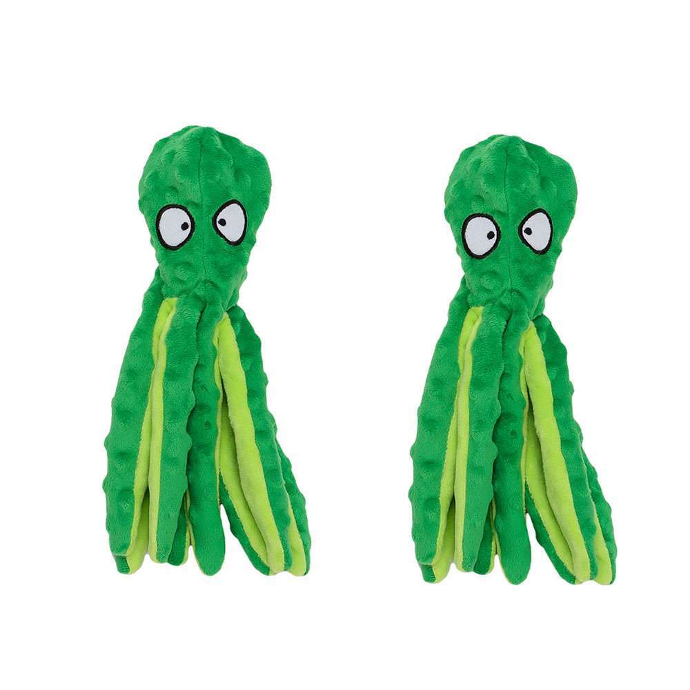 2 Pcs Octopus Crinkle Plush Dog Squeaky No Stuffing Puzzle Interactive Chew Toy