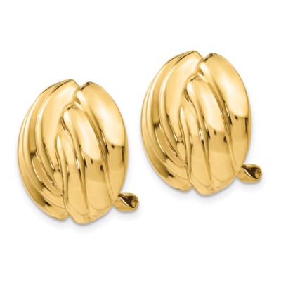 Pre-owned Superdealsforeverything Real 14kt Yellow Gold Omega Clip Polished Non-pierced Earrings