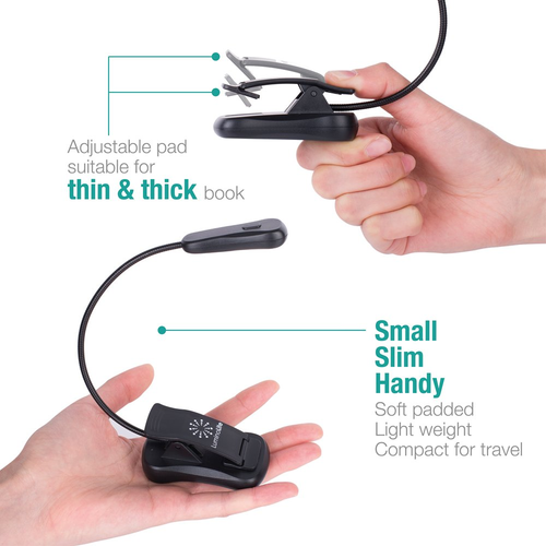 Rechargeable 3000K Warm 6 LED Book Light, Easy Clip on Reading Lights