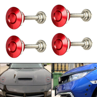 4PCS Push Button Quick Release Car Bumper Hood Lock Pins Clip Bonnet Latch Kit