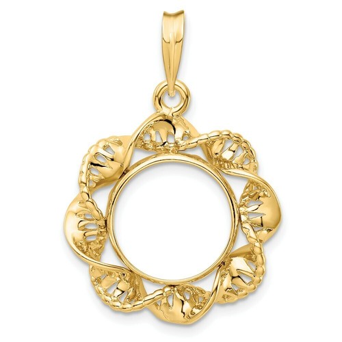 Pre-owned Roy Rose Jewelry Wideband Distinguished 14k Gold Coin Bezel Pendant Mounting - 13mm-39.5mm