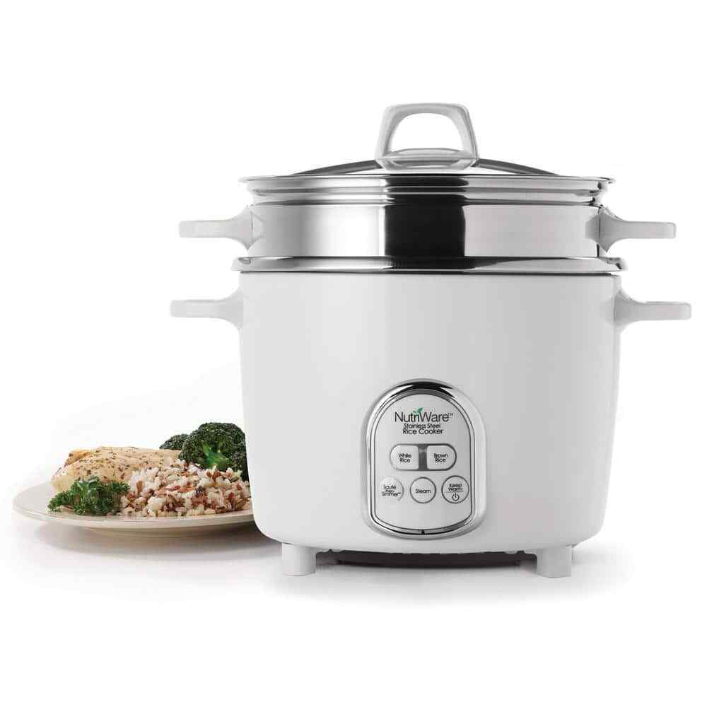 NutriWare Digital Pot Style 7-Cup Rice Cooker with Glass Lid and Non-Stick Pot