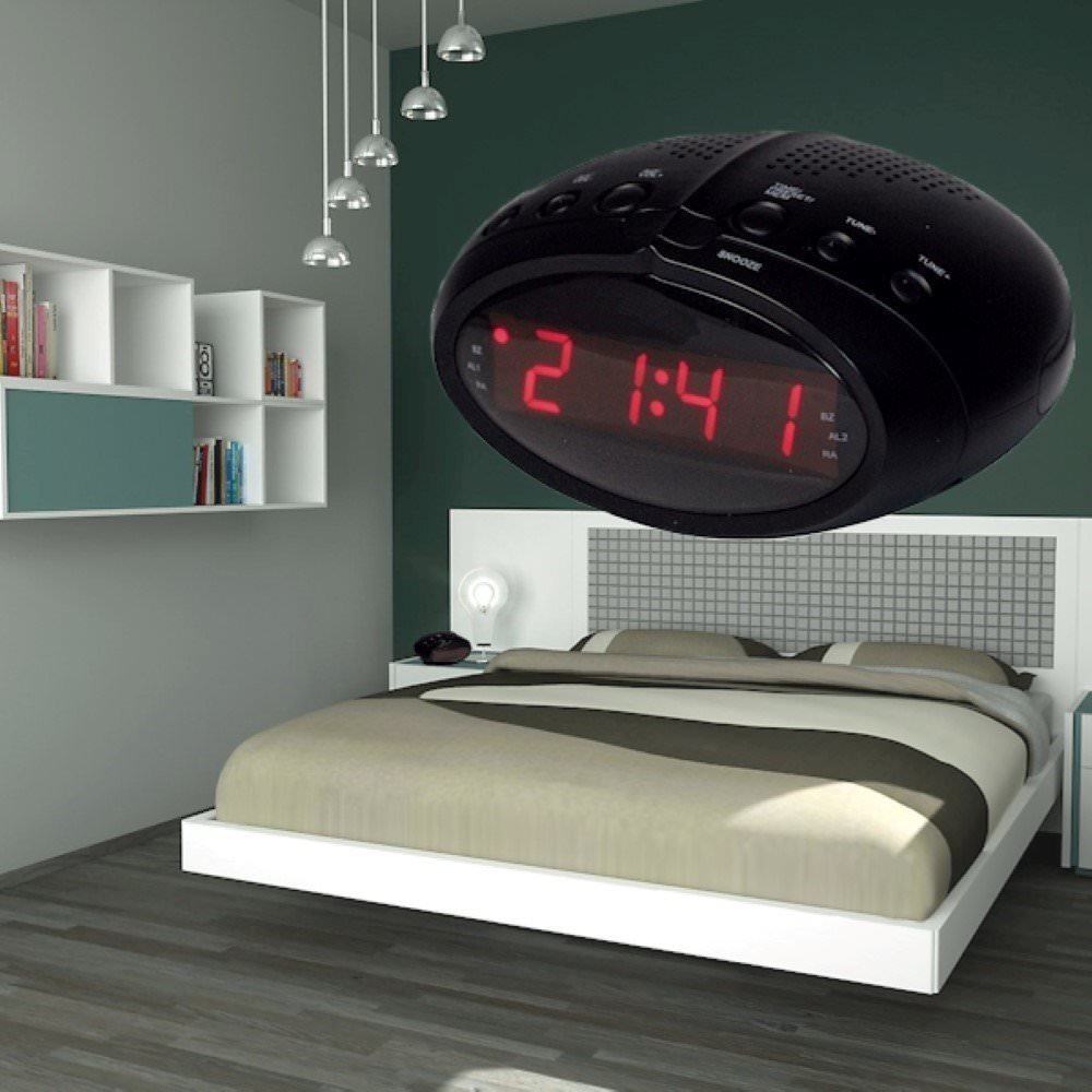 RadioSveglia Digitale TeKone CR-2466 Radio PLL FM Display a LED Rosso hsb